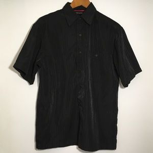 Haggar Black Luxury Microfiber Polyester S/S B/U Men’s Size Small